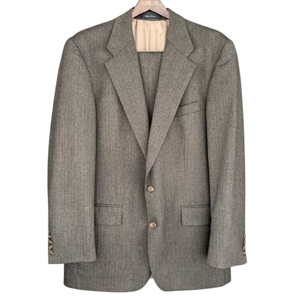 90s VTG‎ Chaps Ralph Lauren Blazer 42 L Tall Gray 100% Wool Coat Canada Classic